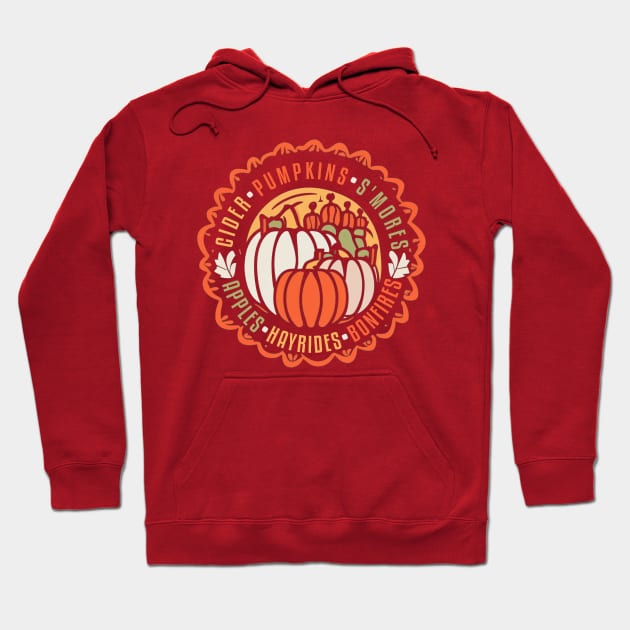 Cider Pumpkins S'mores Apples Hayrides Bonfires Hoodie by Tezatoons